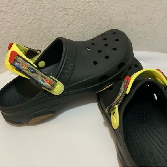 Classic Black Crocs Ikat with Yellow Velcroed Detailing main image 6